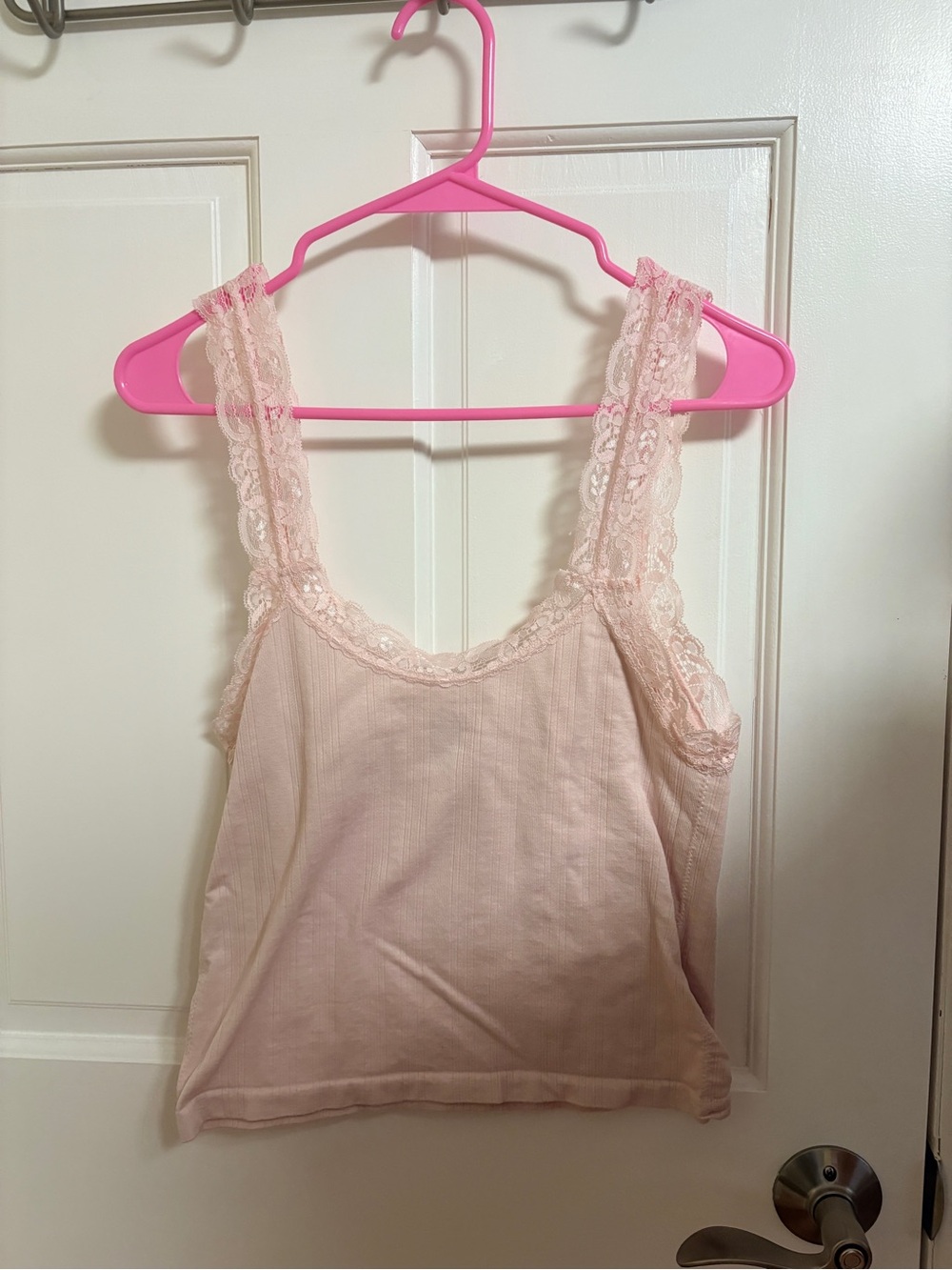 Blush Lace-Trim Ribbed Tank - Picture 2 of 2